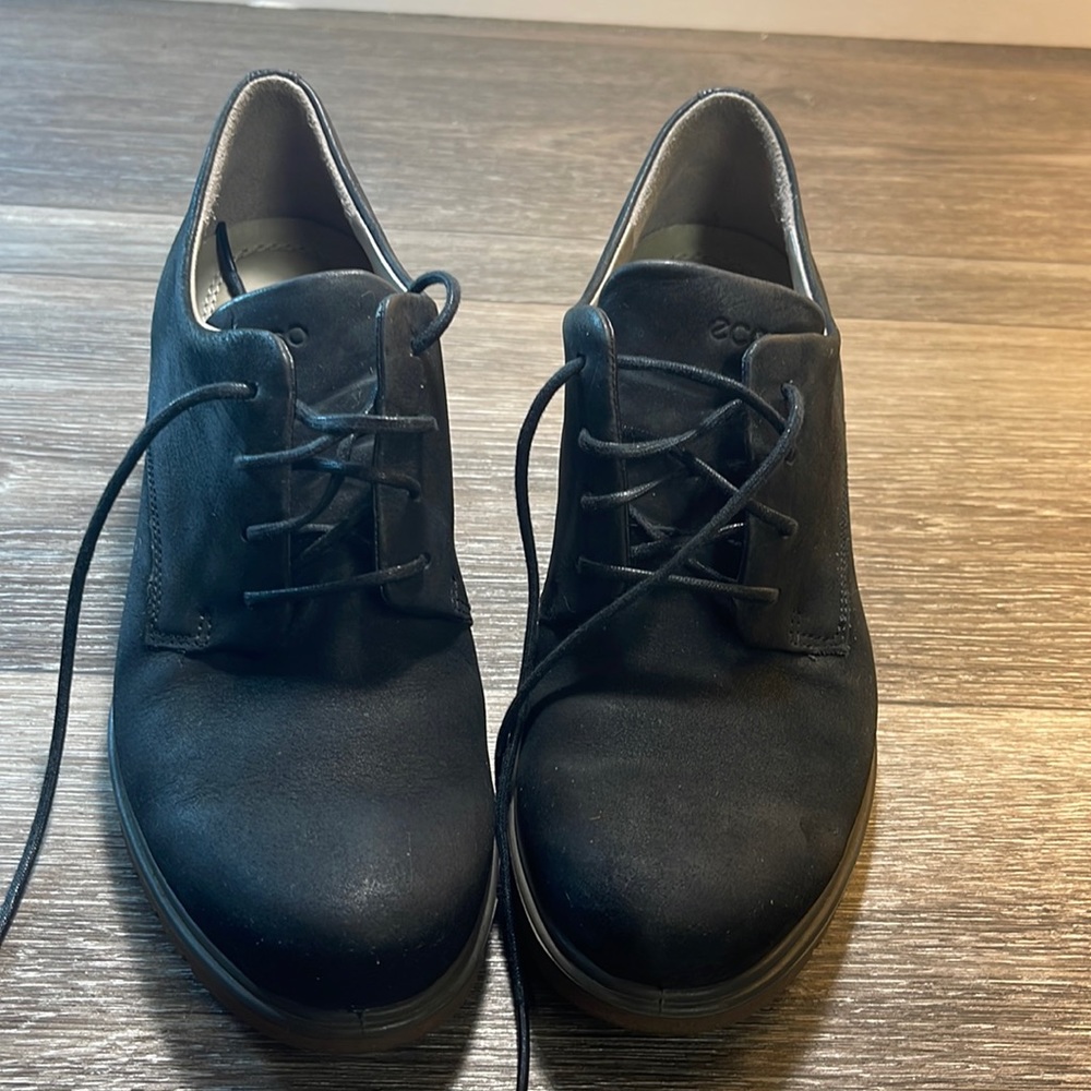 Ecco Black Wedge Lace-Up Shoes